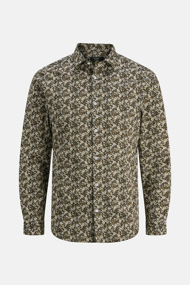 Multikleurig overhemd met lange mouwen van PREMIUM by JACK & JONES, met all-over bloemenprint.
