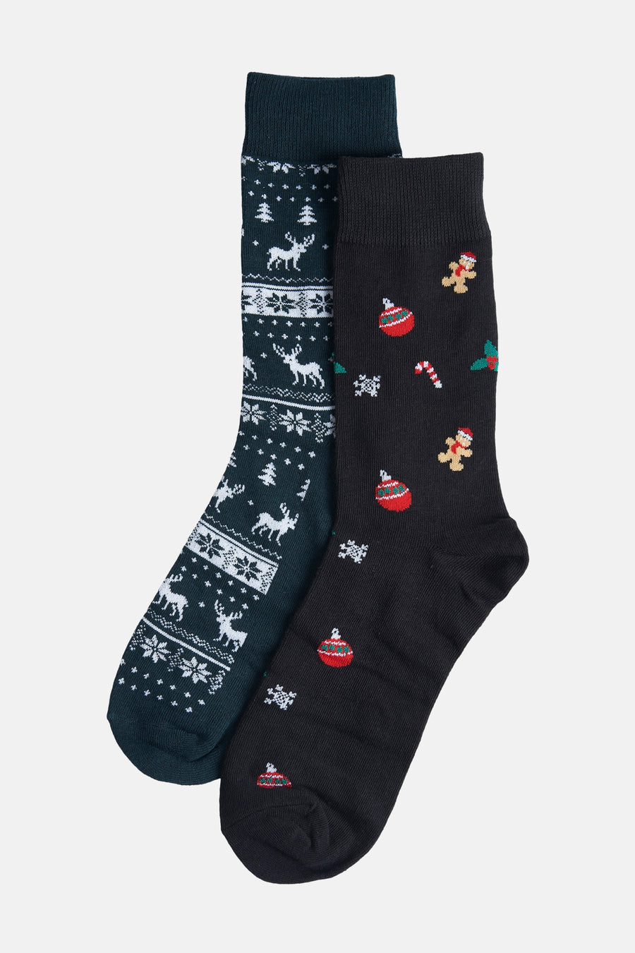 Boxers noirs by ACCESSORIES BY JACK & JONES avec motifs de Noël, dont des ornements et des bonhommes en pain d'épices.