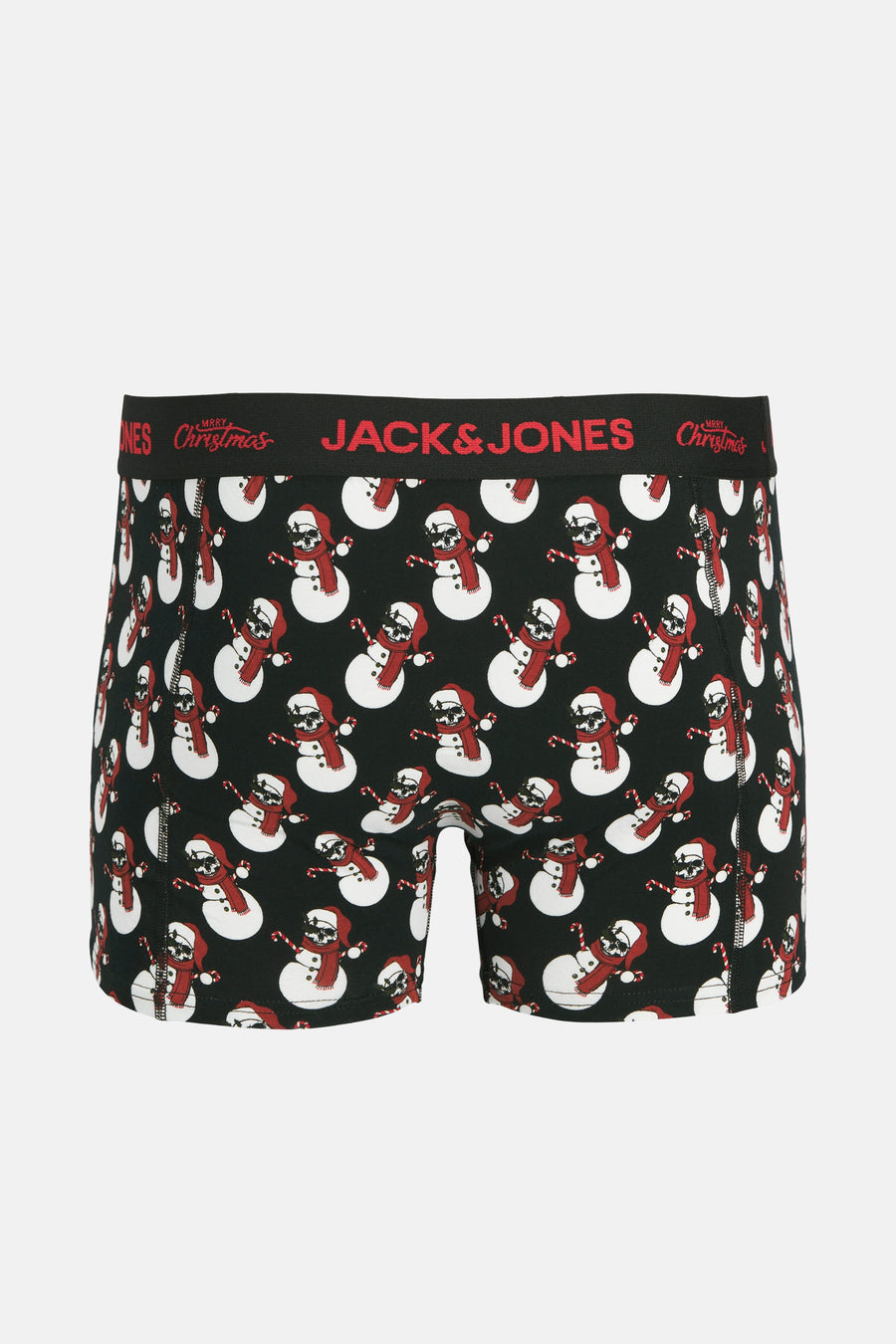 Zwarte boxer ACCESSORIES BY JACK & JONES met sneeuwpopmotief in de vorm van schedels.