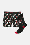 Zwarte boxer met patroon van ACCESSORIES BY JACK & JONES, geleverd met twee paar zwarte sokken.