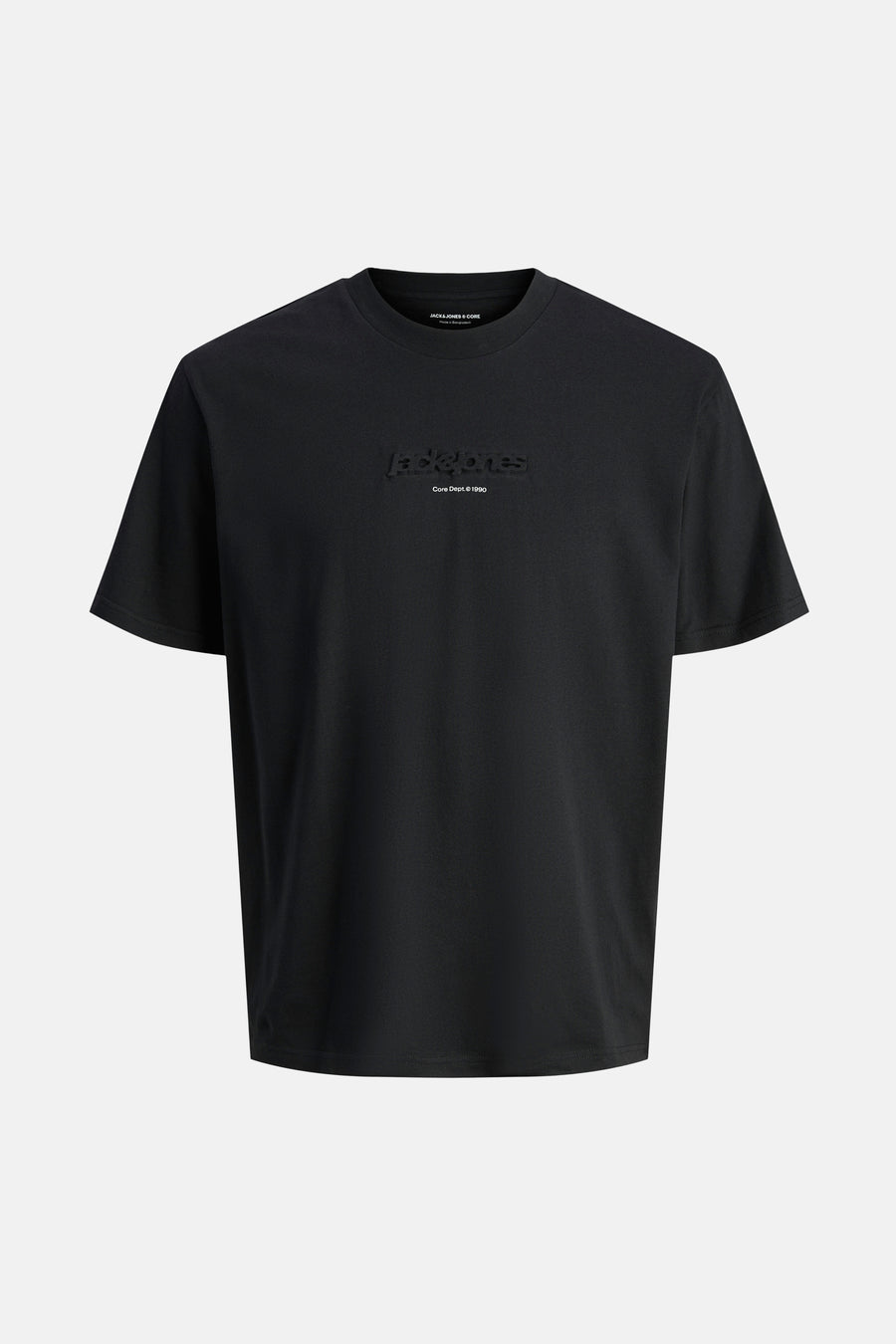 Zwart T-shirt met korte mouwen van Jack & Jones, met een toon-op-toon logo.