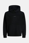 Zwarte hoodie van JACK & JONES, met discreet logo en kangoeroezak.