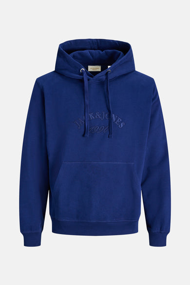 Blauwe hoodie van ORIGINALS BY JACK & JONES, achterkant.