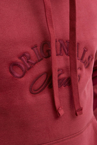 Sweat à capuche rouge d'ORIGINALS BY JACK & JONES avec cordon de serrage et logo brodé.