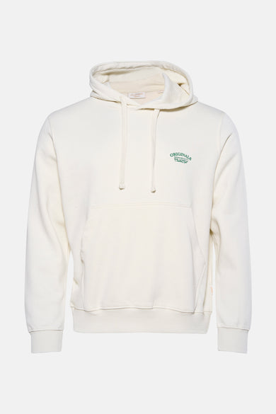 Beige hoodie van JACK & JONES met een ovale grafische print op de rug.