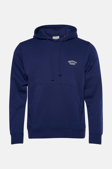 Sweat à capuche bleu de JACK & JONES Originals avec un poche kangourou et un logo brodé.