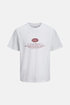 Wit T-shirt met korte mouwen van JACK & JONES, met opdruk op de voorkant.