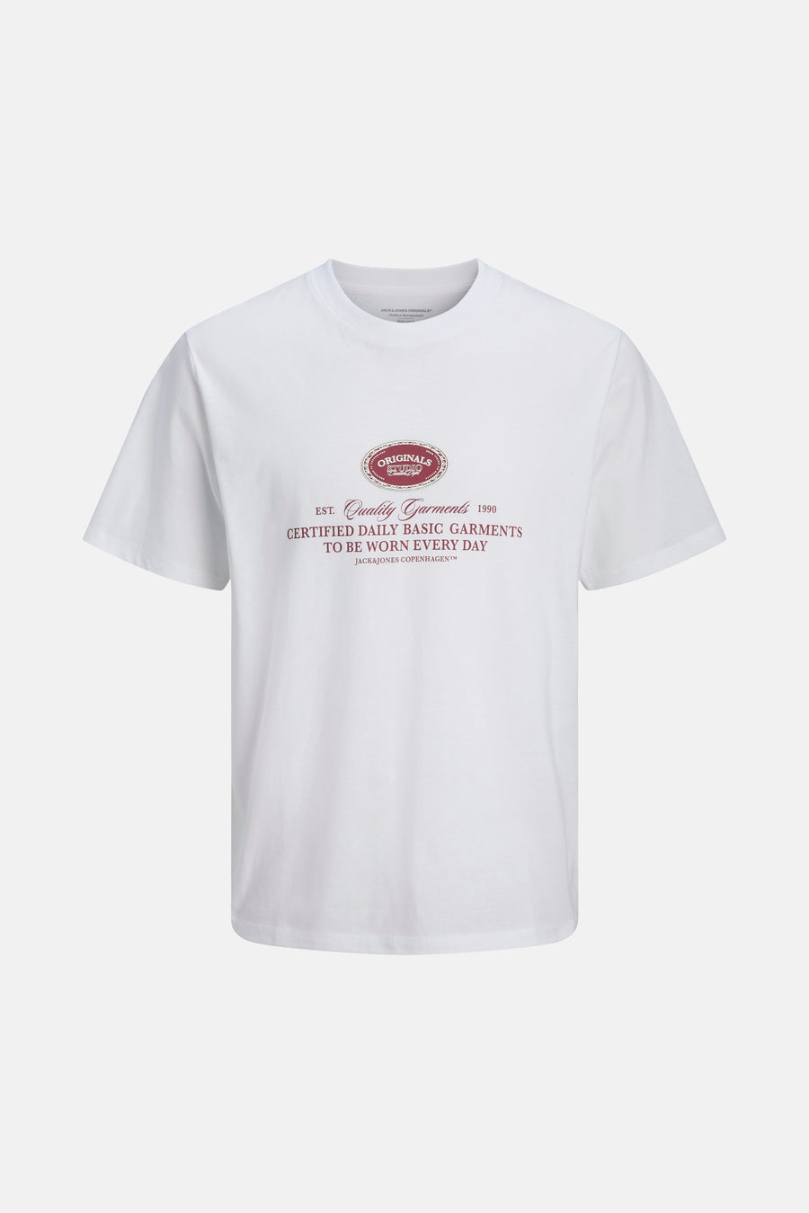 Wit T-shirt met korte mouwen van JACK & JONES, met opdruk op de voorkant.