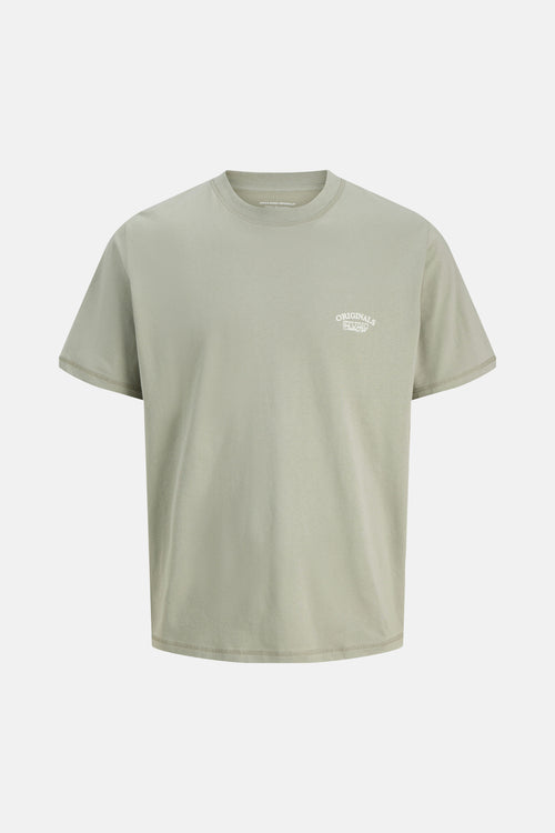 T-shirt vert à manches courtes de JACK & JONES, avec un petit logo sur le devant.