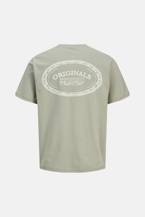 T-shirt à manches courtes vert de JACK & JONES, avec un imprimé ovale au dos.