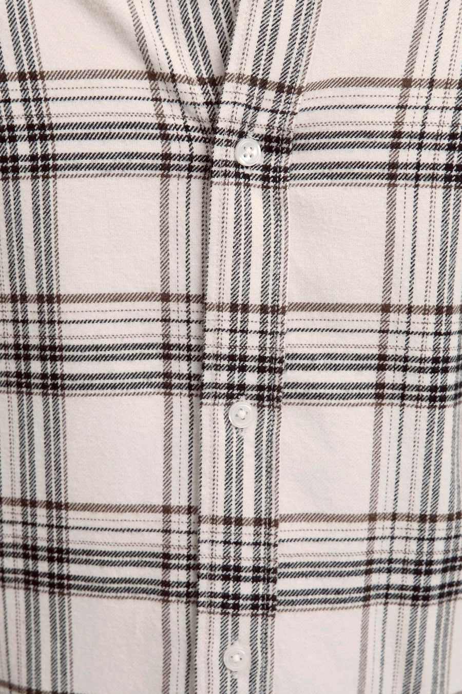 Chemise à manches longues beige, par JACK & JONES, à motif à carreaux brun et noir.