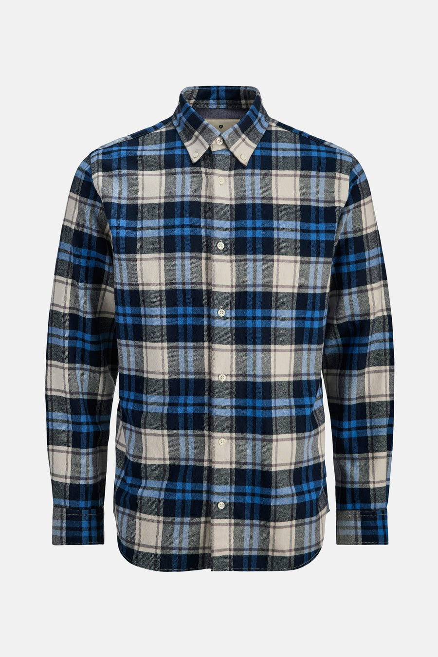 Blauw geruit overhemd met lange mouwen van JACK & JONES, met een klassieke pasvorm en witte knopen.