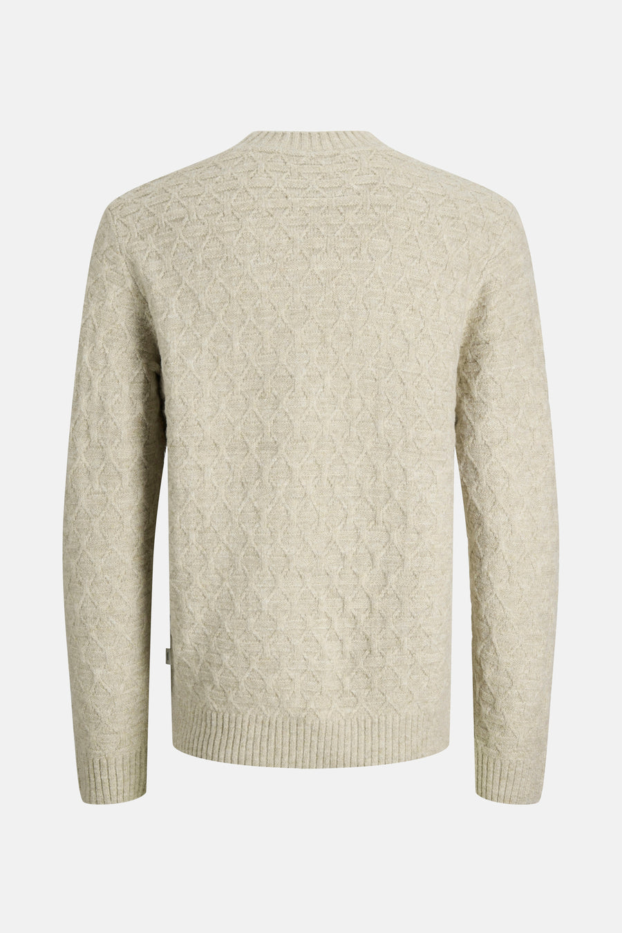Beige ronde hals trui van JACK & JONES, met een complex textuurpatroon.