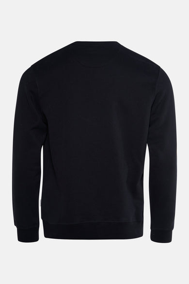 Sweat noir par JACK & JONES, vue arrière, en maille lisse avec col rond et manches longues.
