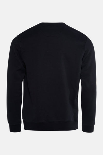 Sweat noir par JACK & JONES, vue arrière, en maille lisse avec col rond et manches longues.
