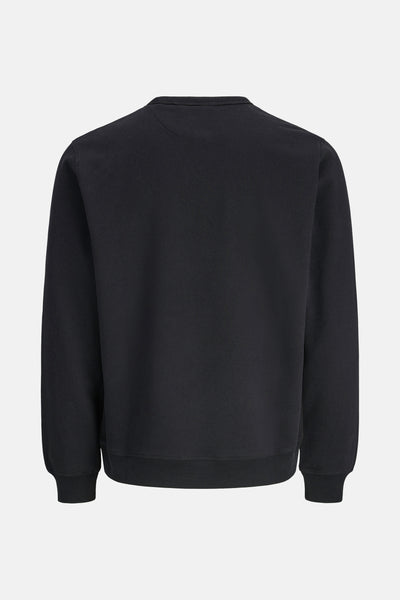 Sweat-shirt noir de JACK & JONES, avec manches longues et ourlet côtelé.