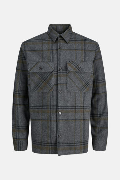 Grijs geruit overhemd met lange mouwen van PREMIUM by JACK & JONES, met borstzakken met knoopsluiting.