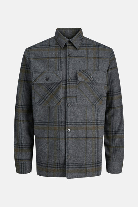 Grijs geruit overhemd met lange mouwen van PREMIUM by JACK & JONES, met borstzakken met knoopsluiting.