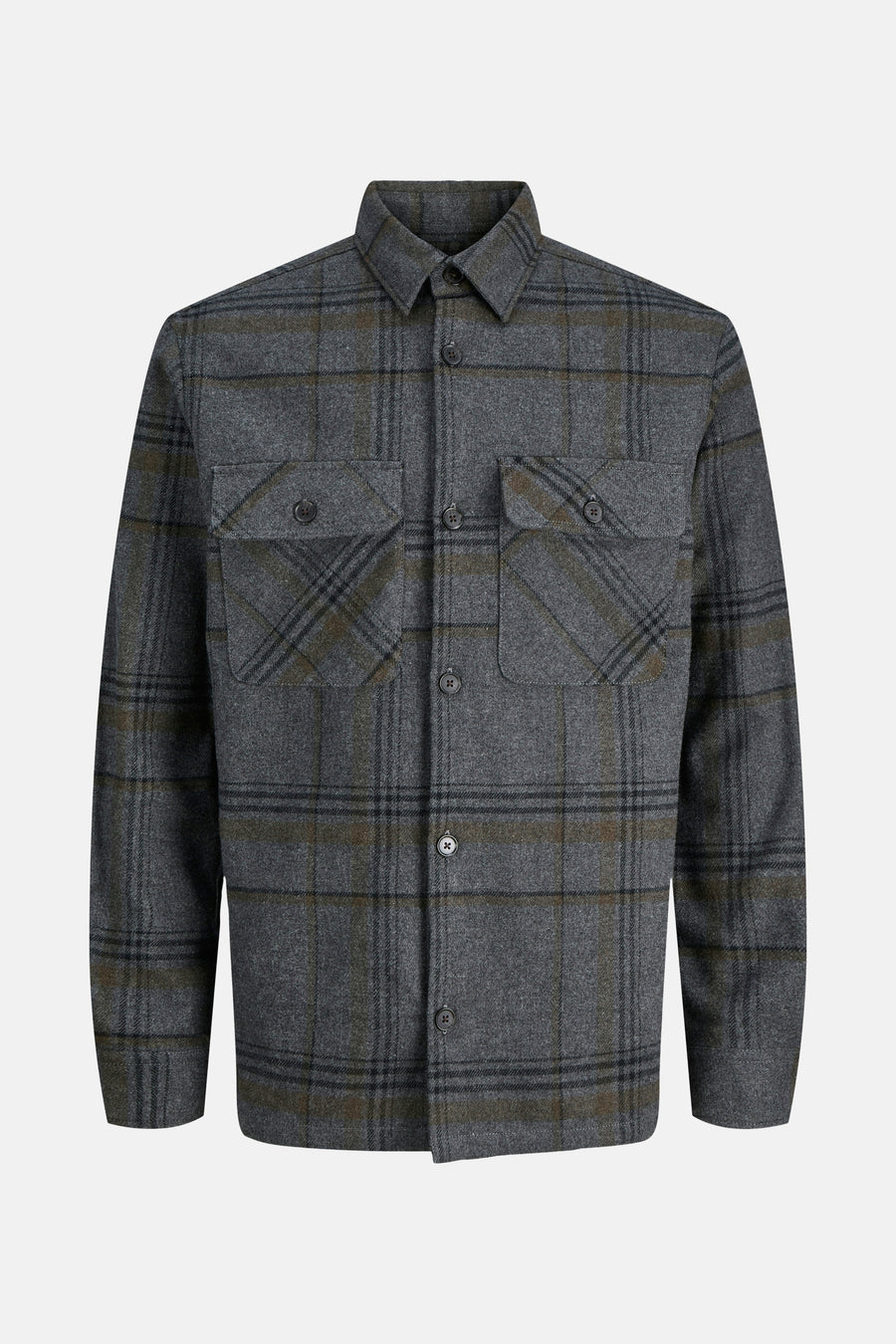 Grijs geruit overhemd met lange mouwen van PREMIUM by JACK & JONES, met borstzakken met knoopsluiting.