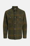 Kaki geruite blouse met lange mouwen van PREMIUM by JACK & JONES, met knoopbare borstzakken.