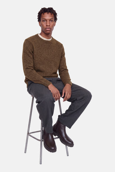 Pull col rond brun - PREMIUM by JACK & JONES