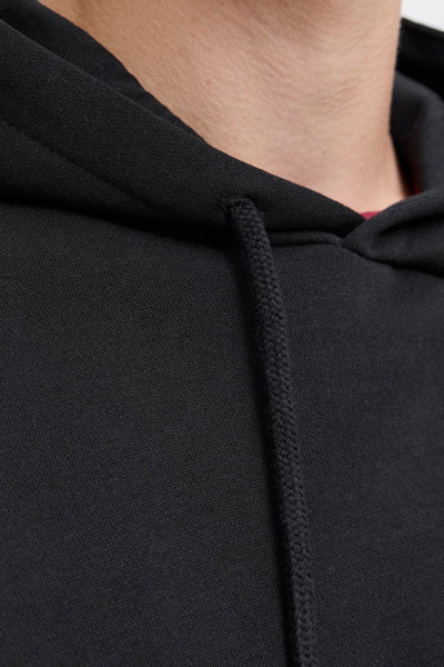 Zwarte hoodie van JACK & JONES, met gevlochten trekkoord.