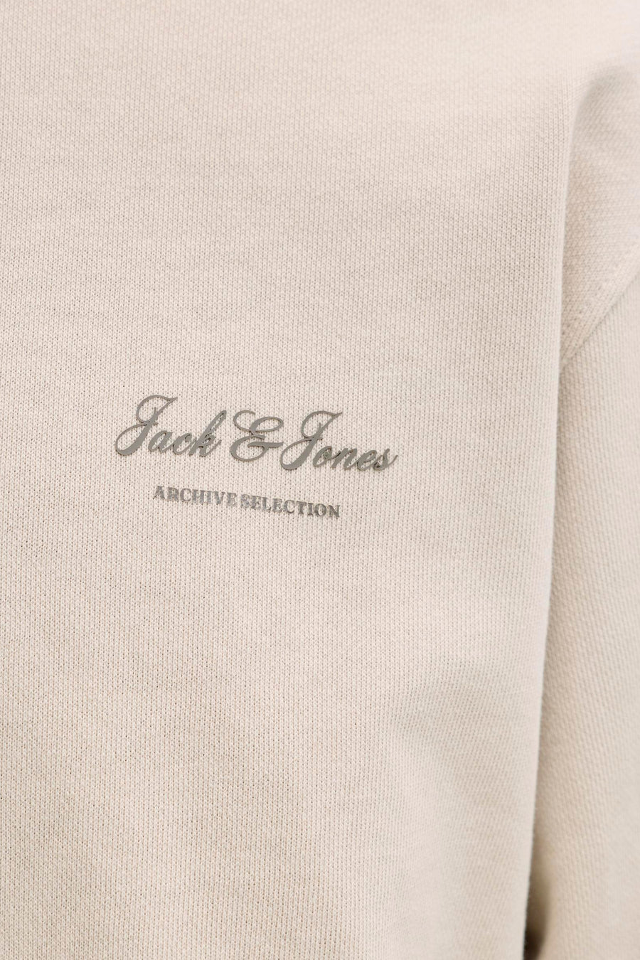 Sweat-shirt beige à col rond de ORIGINALS BY JACK & JONES, avec broderie ton sur ton du logo.