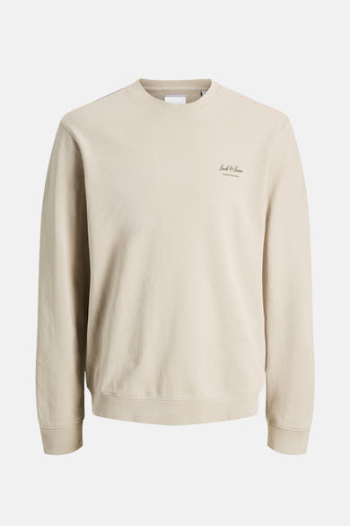 Sweat-shirt beige de ORIGINALS BY JACK & JONES avec logo discret sur la poitrine.