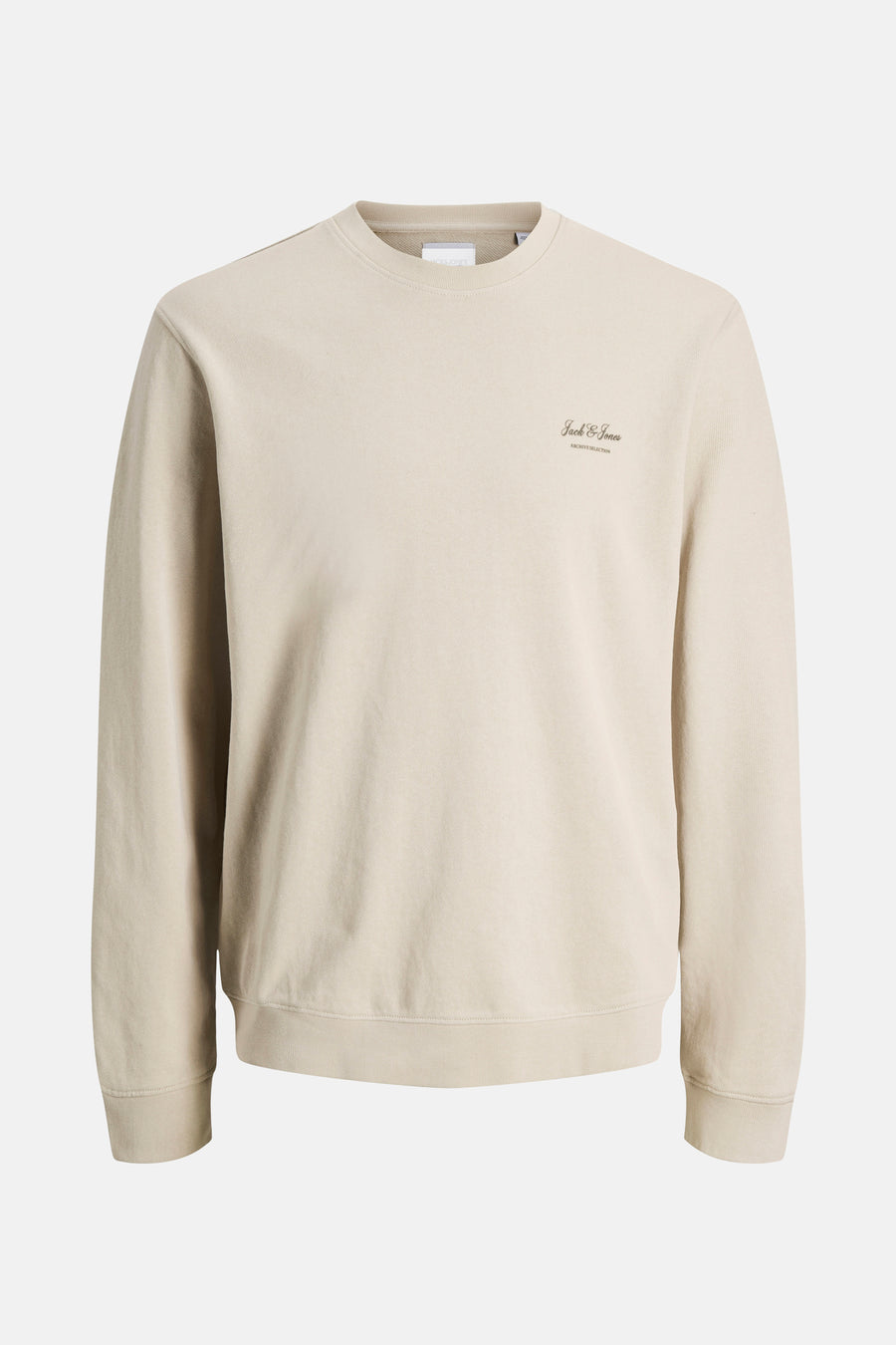 Sweat-shirt beige de ORIGINALS BY JACK & JONES avec logo discret sur la poitrine.