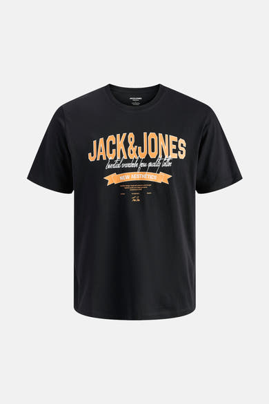 Zwart T-shirt met korte mouwen van Originals by Jack & Jones, met decoratieve print op de voorkant.