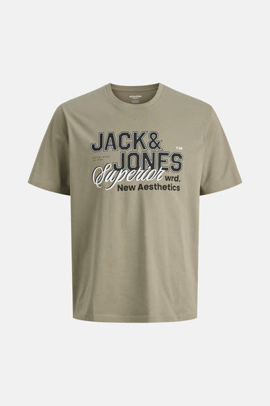 Kaki T-shirt met korte mouwen van ORIGINALS BY JACK & JONES, met een grafische print op de voorkant.