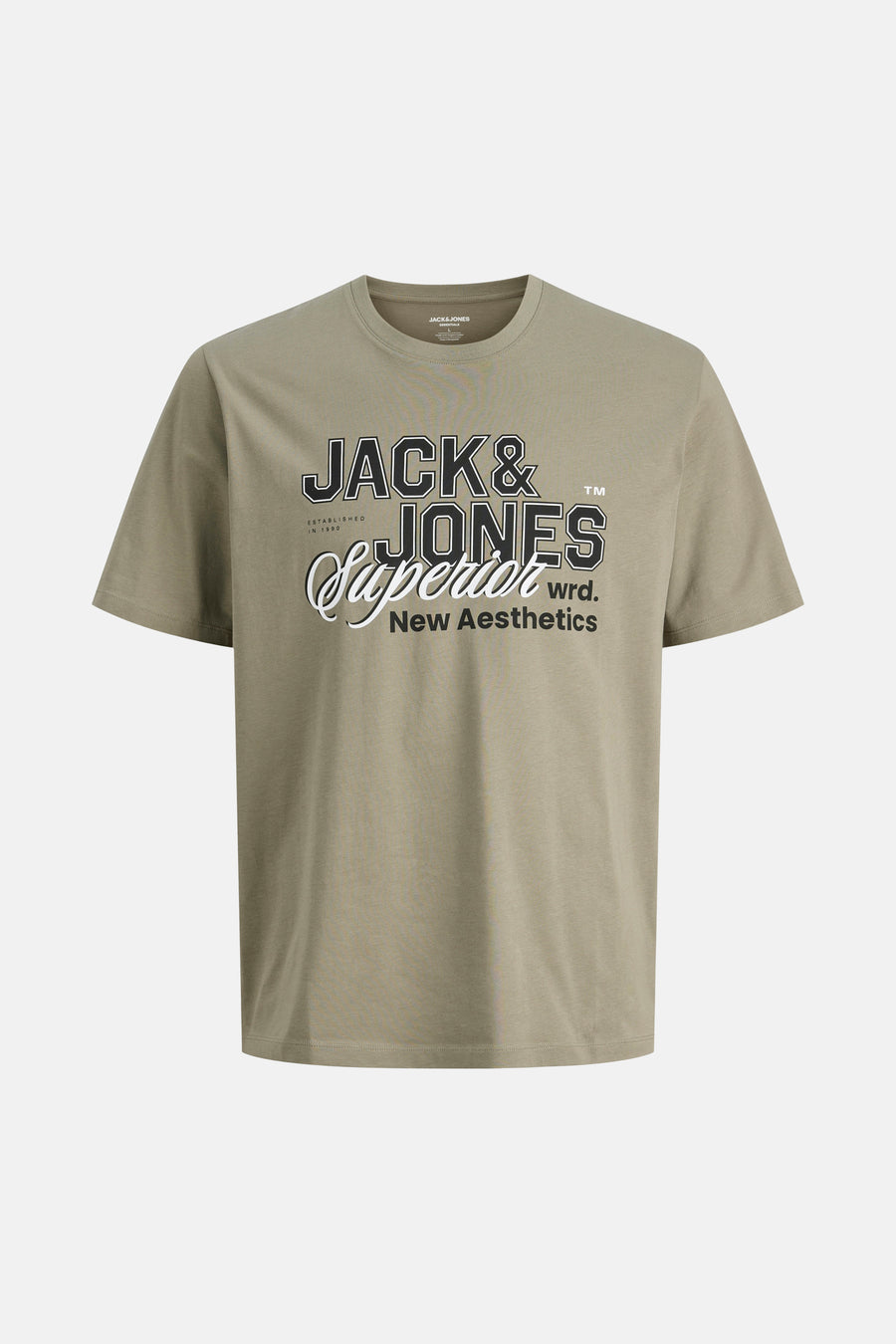 Kaki T-shirt met korte mouwen van ORIGINALS BY JACK & JONES, met een grafische print op de voorkant.
