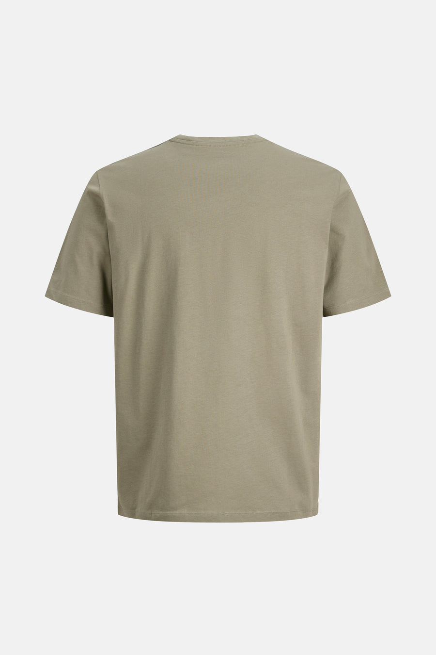 Kaki T-shirt met korte mouwen van Originals by Jack & Jones, achterkant op neutrale achtergrond.