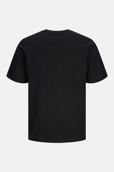 Zwart T-shirt met korte mouwen van JACK & JONES, effen, van achteren gezien.