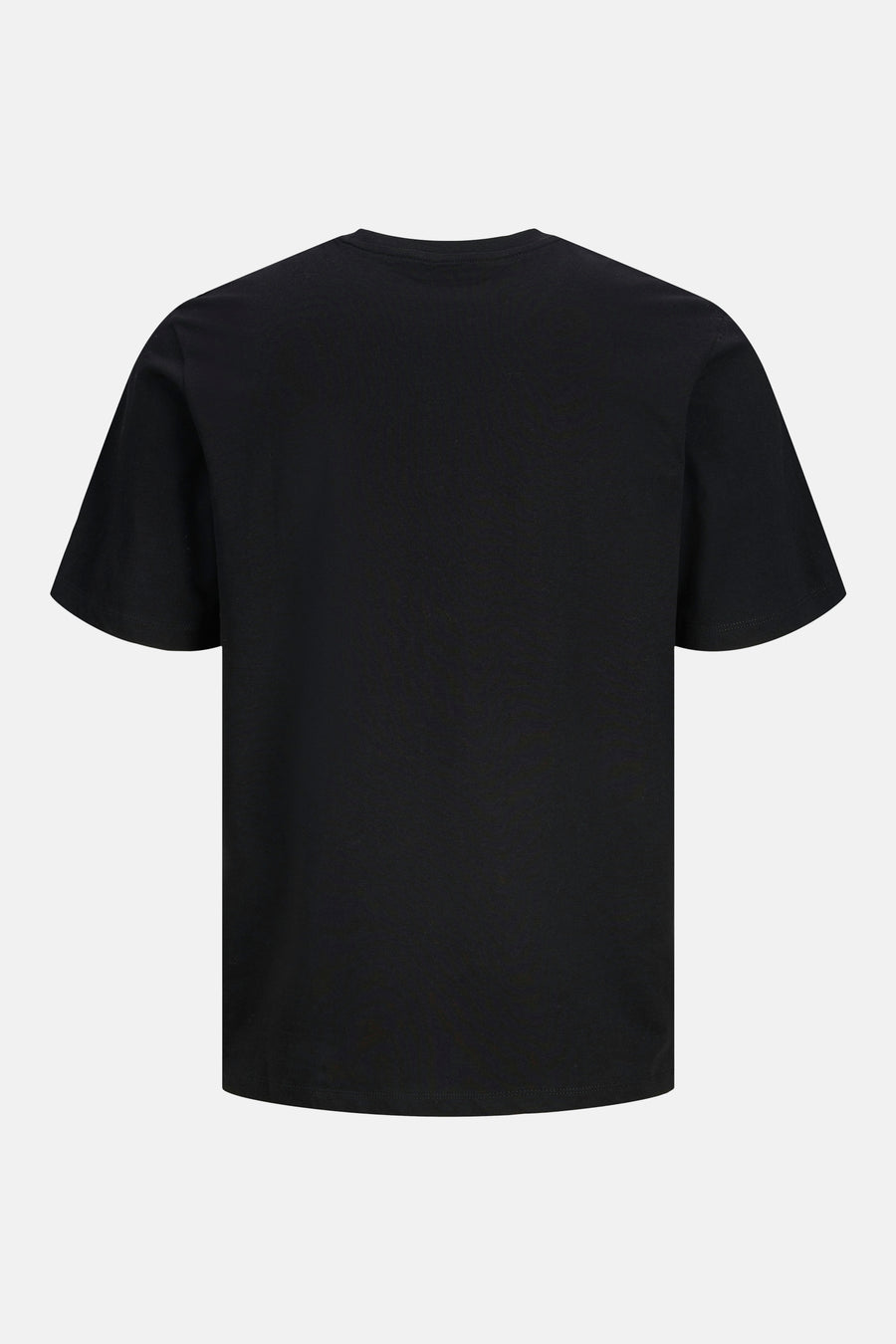 Zwart T-shirt met korte mouwen van JACK & JONES, effen, van achteren gezien.