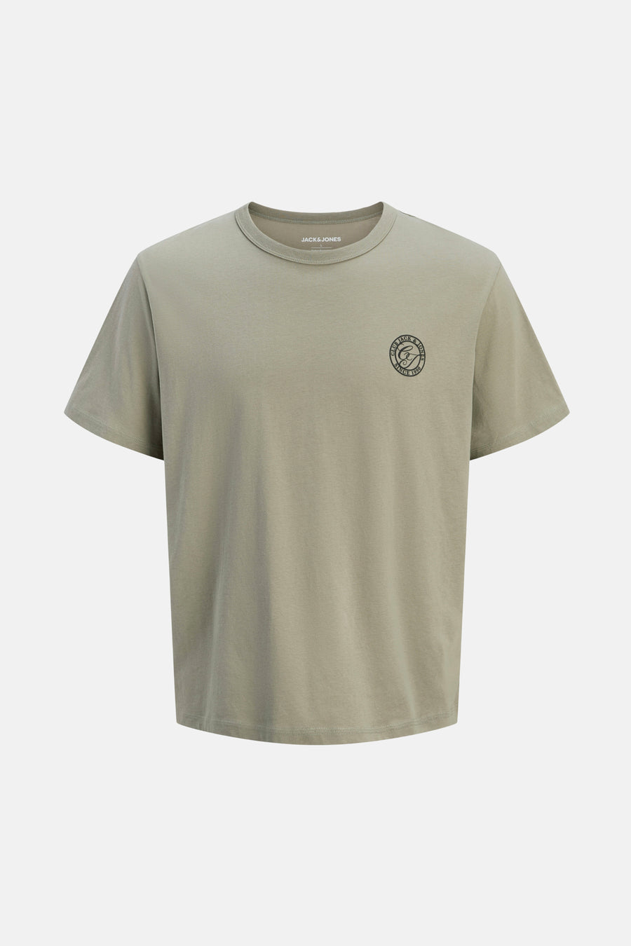 Groen T-shirt met korte mouwen van ORIGINALS BY JACK & JONES, met rond logo op de borst.
