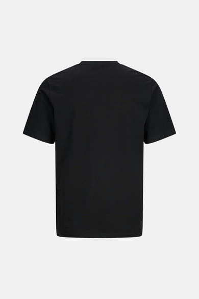 T-shirt noir de JACK & JONES, vue de dos, uni avec col rond et manches courtes.