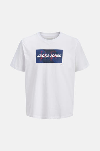 Wit T-shirt met korte mouwen van JACK & JONES met een opdruk op de voorkant.