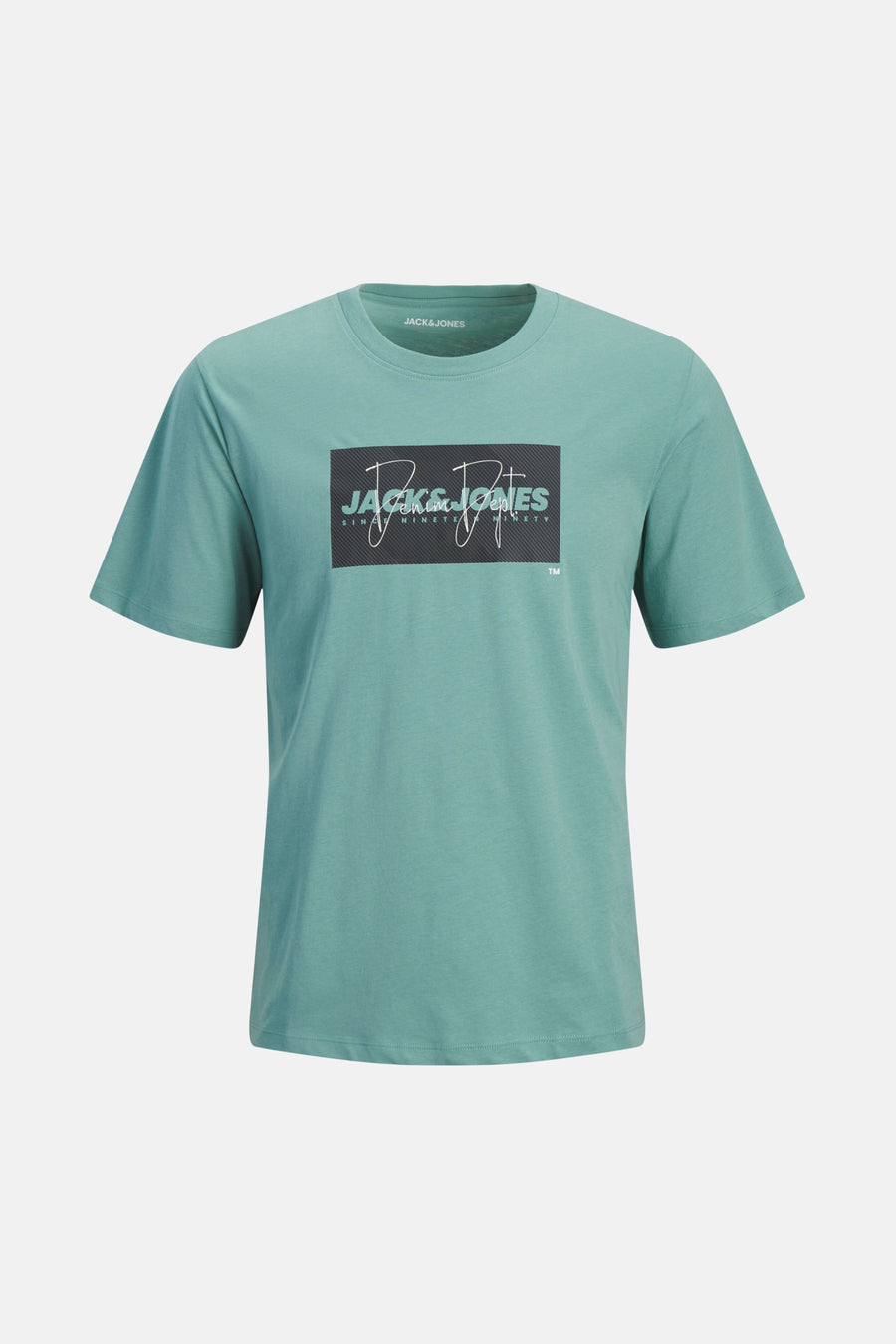 Blauw T-shirt met korte mouwen van JACK & JONES, met grafische print op de voorkant.