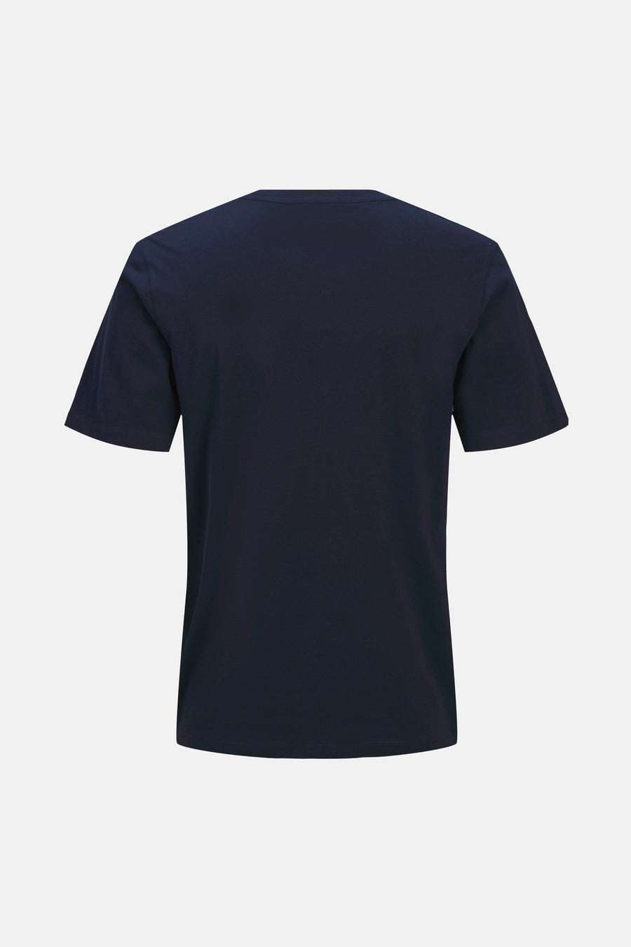 Blauw T-shirt met korte mouwen van JACK & JONES, achterkant, op een witte achtergrond.
