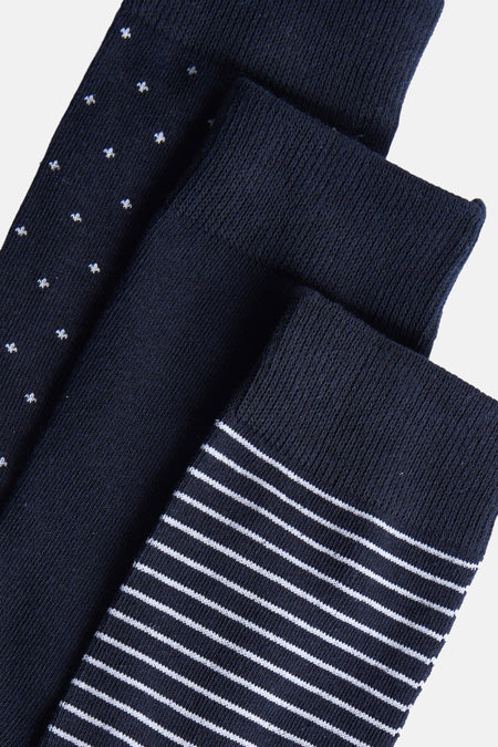Packs de chaussettes bleues par ACCESSORIES BY JACK & JONES avec motifs rayés et à pois.