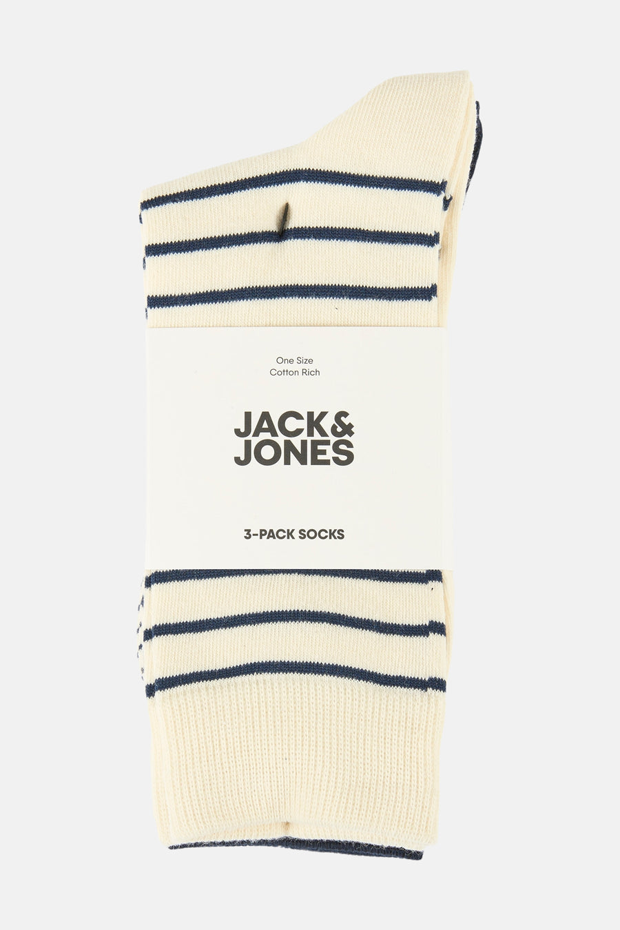Set gestreepte katoenen sokken, van ACCESSORIES BY JACK & JONES, met marineblauwe horizontale strepen.