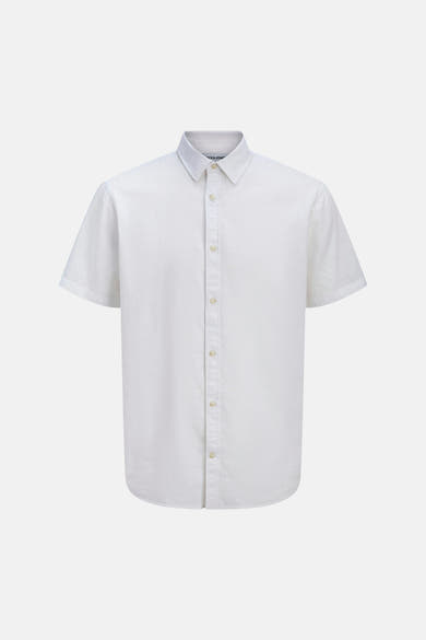 Chemise blanche à manches courtes de JACK & JONES, unie avec une texture subtile.