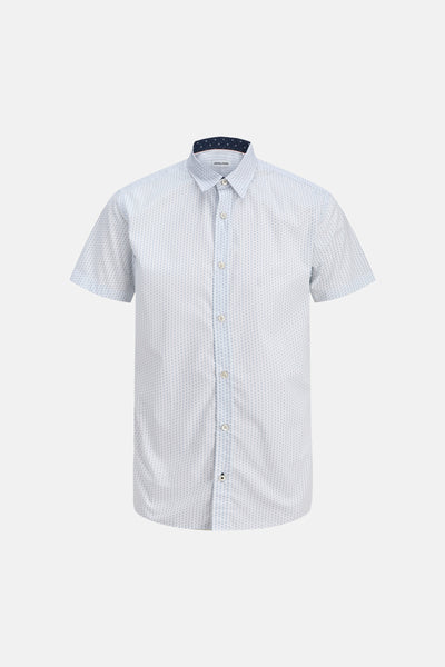 Multikleuren overhemd met korte mouwen van PREMIUM by JACK & JONES, subtiel stippenpatroon, kraag met contrasterend patroon.