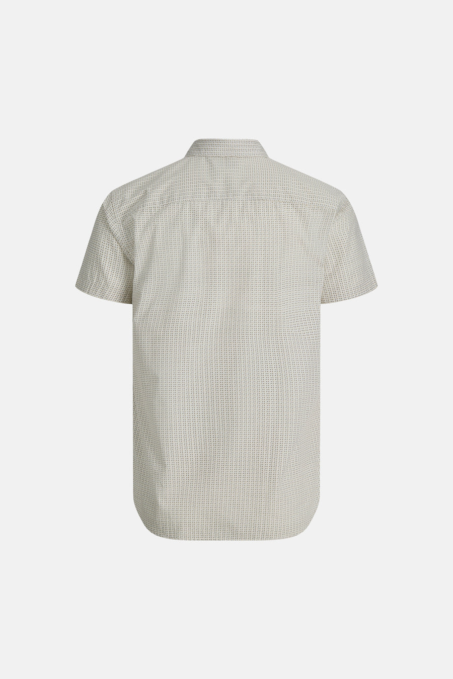 Chemise beige à manches courtes de PREMIUM by JACK & JONES, motif géométrique subtil sur l'ensemble du tissu.
