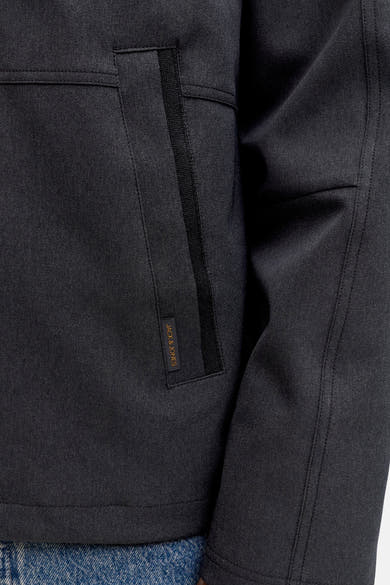 Kort grijs jack van ORIGINALS BY JACK & JONES, met borstzak en gemêleerde textuur.