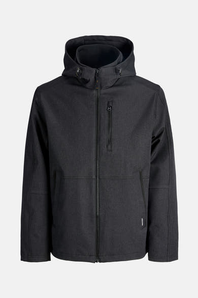 Korte grijze jas van ORIGINALS BY JACK & JONES, met ritssluiting en capuchon.