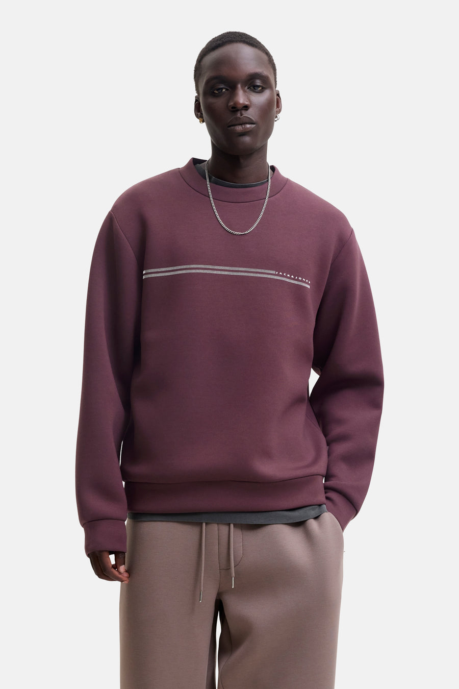 Sweat col rond bordeaux - JACK & JONES