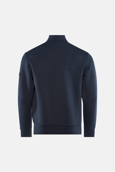 Veste courte bleue de JACK & JONES, vue de dos, avec un col montant et des manches longues.