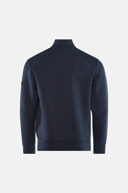 Veste courte bleue de JACK & JONES, vue de dos, avec un col montant et des manches longues.